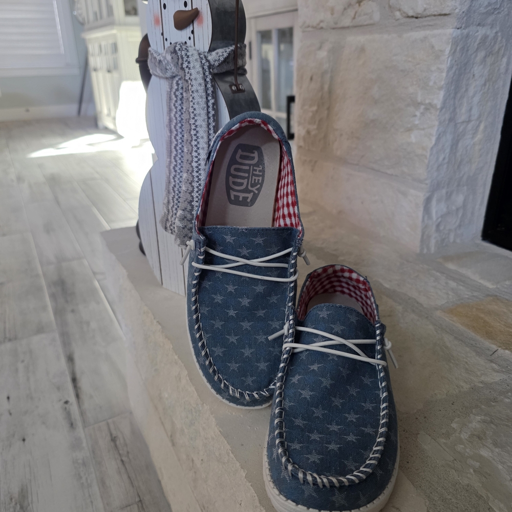 Hey Dude Blue Star Pattern Loafers